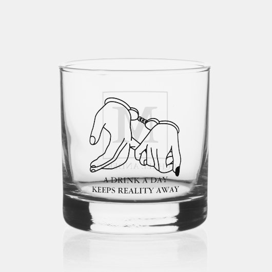 Grappig huwelijk monogram | Naam Whisky Glas (Voorkant)