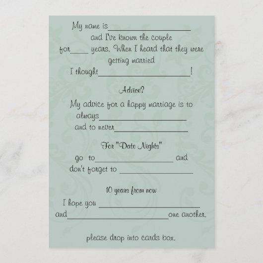 Grappig huwelijksadvies, commentaar advieskaart (Achterkant)