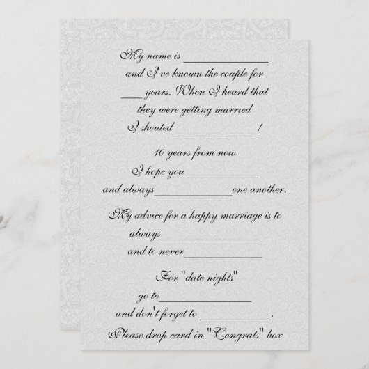 Grappig Huwelijksadvies voor Bruid & Bruidegom Advieskaart (Voorkant / Achterkant)