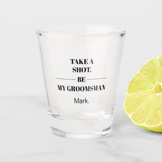 Grappig huwelijksidee voor bruidsjonker voorstel shot glas (Voorkant)