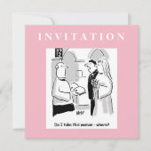 Grappig huwelijksuitnodiging. Groom en Vicar Kaart (Voorkant)