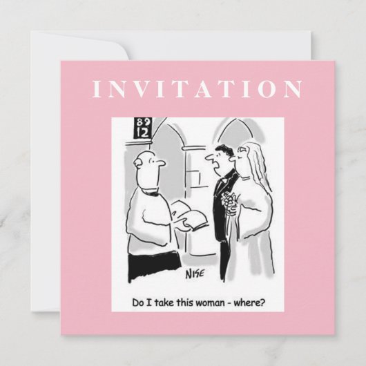 Grappig huwelijksuitnodiging. Groom en Vicar Kaart (Voorkant)