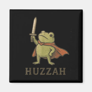 Grappig Huzzah Kikker T-shirt, Vintage Paddenridde Magneet