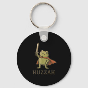 Grappig Huzzah Kikker T-shirt, Vintage Padder Ridd Sleutelhanger