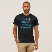 Grappig HVAC-technicus T-shirt – Eten Slapen AC re (Voorkant volledig)