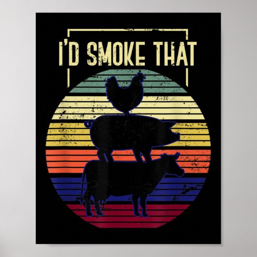 Grappig ID rook die BBQ chef grillmaster geschenk  Poster (Voorkant)