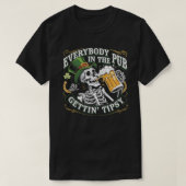 Grappig Iers Drink T-shirt St Patrick's Day Skelet (Design voorkant)