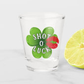 Grappig Iers Kiss Lucky Groene Klaver Blad Shot Glas (Voorkant)