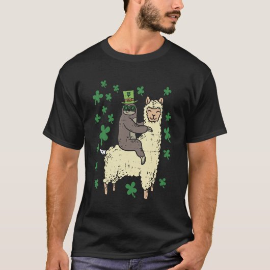 Grappig Iers Luiaard Llama T-shirt St. Patrick's D (Voorkant)