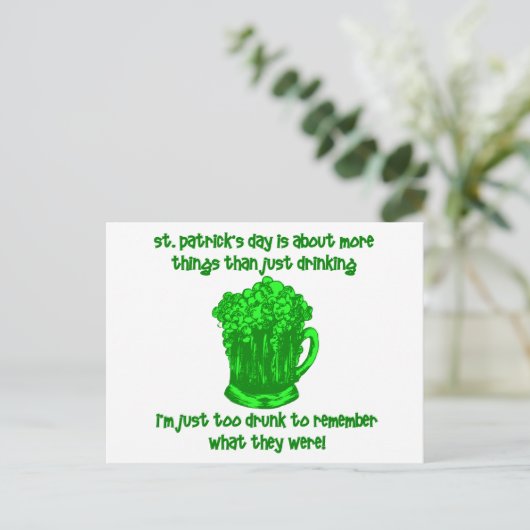 Grappig Iers St Patricks Drink Briefkaart (Staand voorkant)