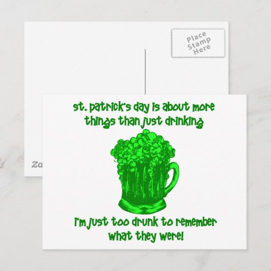 Grappig Iers St Patricks Drink Briefkaart (Voorkant / Achterkant)