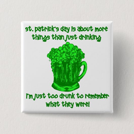 Grappig Iers St Patricks Drink Vierkante Button 5,1 Cm (Voorkant)