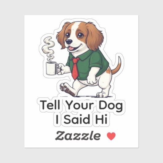Grappig Iers Water Spaniel Zakelijk Pak Koffie Sticker (Vel)