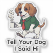 Grappig Iers Water Spaniel Zakelijk Pak Koffie Sticker (Voorkant)