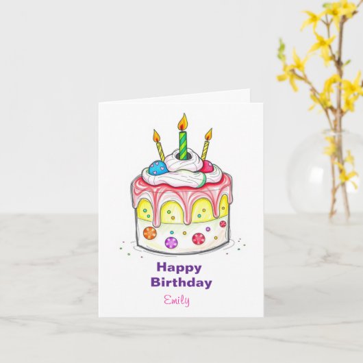 GRAPPIG IJS KINDEREN VERJAARDAGSTAART KAART (Gele Bloem)