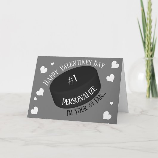 Grappig IJshockey #1 Fan Valentijns Feestdagen Kaart (Voorkant)