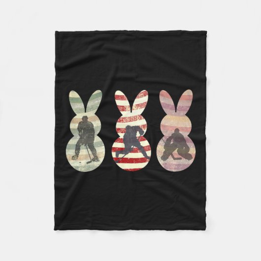 Grappig IJshockey Sport Paashaas Konijnen Pasen Fleece Deken (Voorkant)