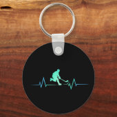 Grappig IJshockeyspeler Heartbeat Hockey Gift Sleutelhanger (Voorkant)