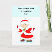 Grappig ijsschaatsen feestdagen kaart (Voorkant)