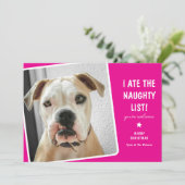 Grappig, ik at de Stoute Lijst Schattige Hond Feestdagenkaart (Staand voorkant)