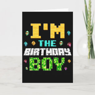 Grappig ik ben de jarige jongen kids gamer pixel  kaart