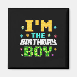 Grappig ik ben de jarige jongen kids gamer pixel  magneet