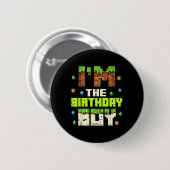 Grappig ik ben de jarige jongen videospelers pixel ronde button 5,7 cm (Voorkant /achterkant)