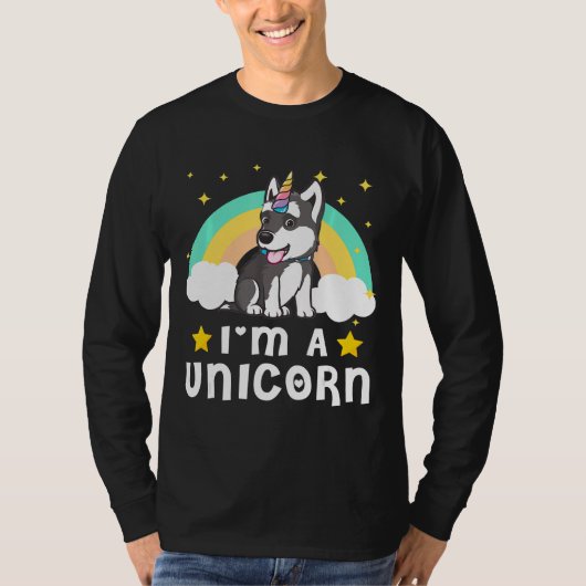 Grappig Ik ben een eenhoorn Siberische husky hond T-shirt (Voorkant)