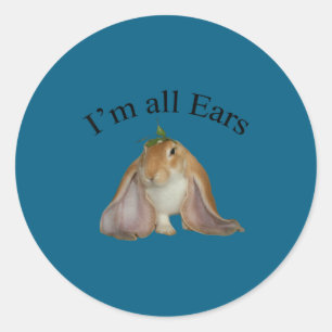 Grappig, ik ben een en al oor konijn luister grap ronde sticker
