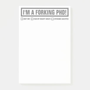 Grappig "Ik ben een Forking PhD" 4 "x6" Post-it® Notes