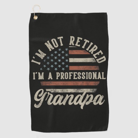 Grappig 'Ik Ben Een Professioneel Opa' Pensioen Golfhanddoek (Voorkant)
