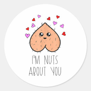 Grappig Ik Ben Gek Op Jou Leuk Hart Valentijnsdag  Ronde Sticker