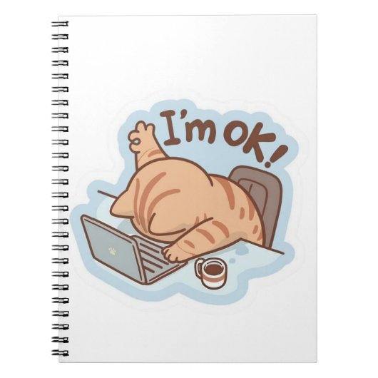 Grappig "Ik ben OK" Moeë Katten Notitieboek - Herk (Voorkant)