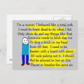 Grappig "Ik ben Sorry" Kaarten en Sleutelhangers (Voorkant / Achterkant)