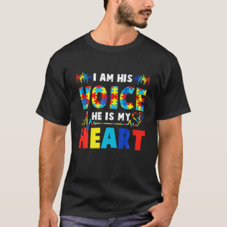 Grappig ik ben zijn stem hij is mijn hart Autisme  T-shirt