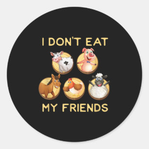 Grappig Ik Eet Mijn Vrienden Niet Veganistische Ve Ronde Sticker