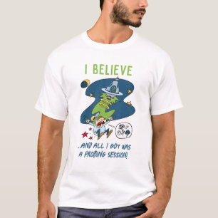 Grappig ik geloof ufo sondering sessie Cartoon T-shirt