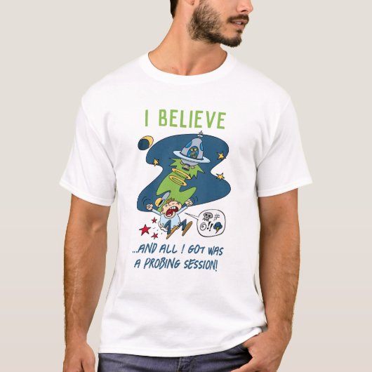 Grappig ik geloof ufo sondering sessie Cartoon T-shirt (Voorkant)