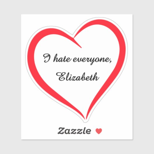 Grappig, ik haat iedereen Aangepaste naam Introver Sticker (Vel)