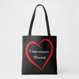 Grappig, ik haat iedereen Aangepaste naam Introver Tote Bag