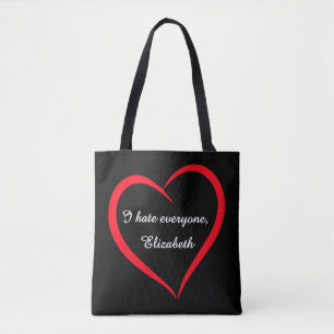 Grappig, ik haat iedereen Aangepaste naam Introver Tote Bag