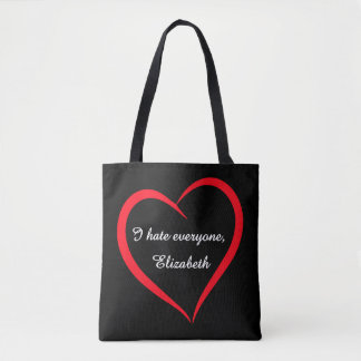 Grappig, ik haat iedereen Aangepaste naam Introver Tote Bag