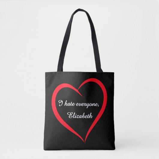Grappig, ik haat iedereen Aangepaste naam Introver Tote Bag (Voorkant)