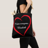 Grappig, ik haat iedereen Aangepaste naam Introver Tote Bag (Dichtbij)