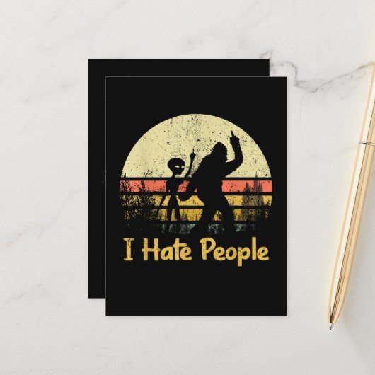 grappig ik haat mensen dames t-shirts aankondigingskaart (Voorkant / Achterkant in situ)