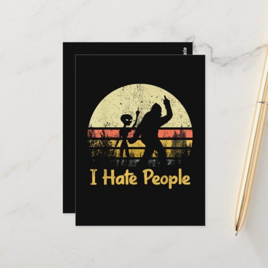 grappig ik haat mensen dames t-shirts briefkaart (Voorkant / Achterkant in situ)