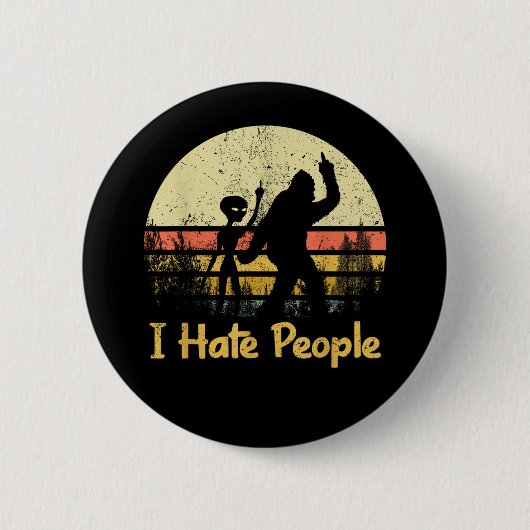grappig ik haat mensen dames t-shirts ronde button 5,7 cm (Voorkant)