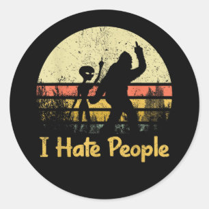 grappig ik haat mensen dames t-shirts ronde sticker