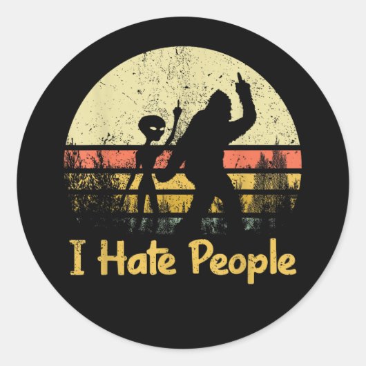 grappig ik haat mensen dames t-shirts ronde sticker (Voorkant)