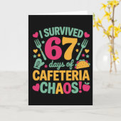 Grappig ik heb 67 dagen cafetariacaos overleefd op kaart (Gele Bloem)